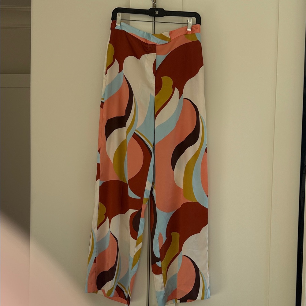 Zara Colorful Abstract Print Wide-Leg Pants